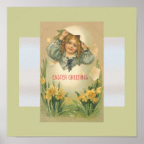 Little Girl in a Egg ! Easter Poster