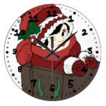 Little Girl in Red Scarf & hat in sleigh wall clocks