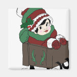 little girl in sleigh fridge magnet