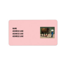 Little Girl Leads Tennessee Walking Horse Western Address Label