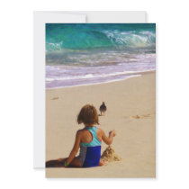 Little Girl Playing in Sand Custom Announcements