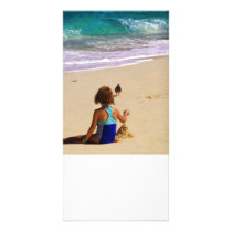 Little Girl Playing in Sand Custom Photo Card