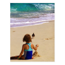 Little Girl Playing in Sand Postcard