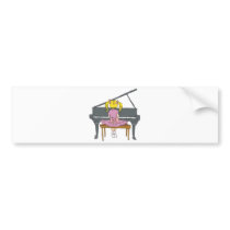 little girl playing piano bumper sticker