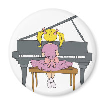 little girl playing piano fridge magnets