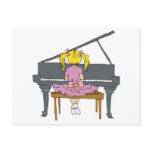 little girl playing piano postcards