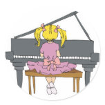 little girl playing piano sticker