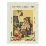 Little Girl Playing Piano to Dog Postcards