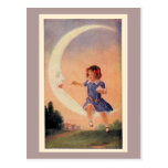 Little Girl Sitting on the Crescent Moon Postcard