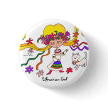 Little Girl Ukrainian Folk Art by Vera Trembach buttons