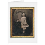 Little girl with a basket of flowers (40319) greeting card