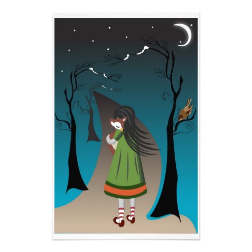 Little girl with baby deer stationery
