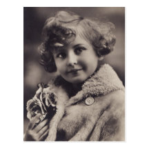 Little Girl with Fur Coat Postcards