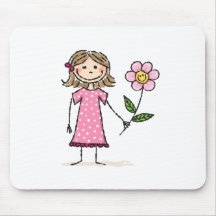 Little girl with happy flower mouse pads