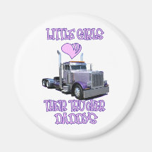 Little Girls Love Their Trucker Daddy Refrigerator Magnets