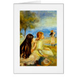Little girls seaside beautiful Renoir painting art Card