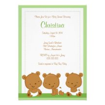 Little Green Bears Baby Shower Invitation