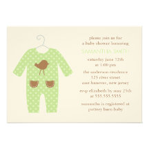 Little Green Outfit Baby Shower Invitations