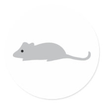 little grey mouse round sticker