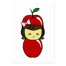 Little Kawaii Apple Girl Business Card Template