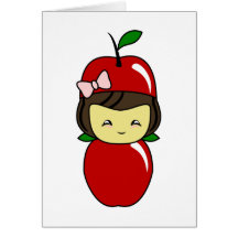 Little Kawaii Apple Girl Greeting Card