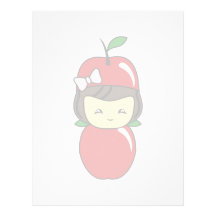 Little Kawaii Apple Girl Letterhead Design