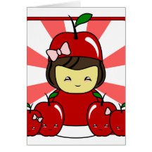 Little Kawaii Apple Girl With Apples Card