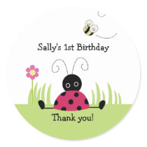 Little Ladybug Favour Sticker Baby Shower Birthday