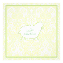 Little Lamb Baby Shower Invitation | Green