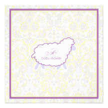 Little Lamb Baby Shower Invitation | Purple