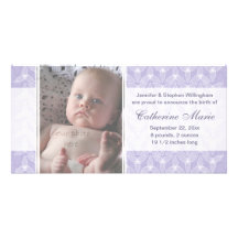 Little Leaf Birth Announcement  - Periwinkle Photo Card Template