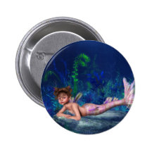 Little Maggie Mermaid Girl Pinback Button