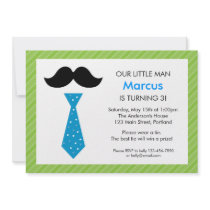 Little Man Birthday Invitation - Green