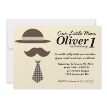 Little Man Moustache Bash Birthday Invitation