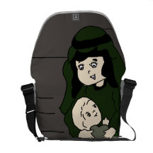 Little Mary and Baby Jesus in Green Messenger Bag