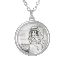 Little Mary and Baby Jesus Sketch Custom Necklace