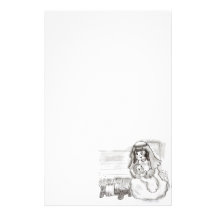 Little Mary and Baby Jesus Sketch Custom Stationery