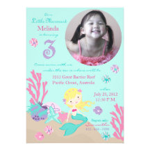Little Mermaid Birthday Invitation Card Blonde 3