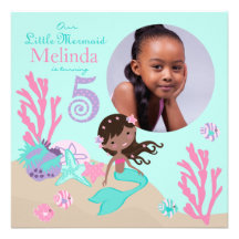 Little Mermaid Birthday Invitation Sq AA5