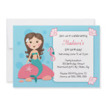Little mermaid girl cute girly birthday invitation