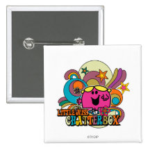 Little Miss Chatterbox Swirl Pinback Button