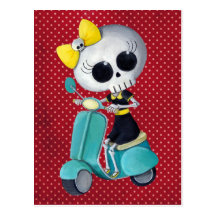Little Miss Death on Scooter Postcards