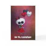 Little Miss Death Valentine - custom txt - Greeting Cards