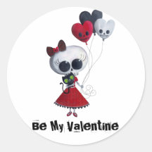 Little Miss Death Valentine Round Stickers