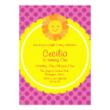 Little Miss Sunshine Sun Invitation Polka Dot