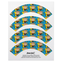 Little Monkey 1st Birthday Boy Cupcake Wrappers Letterhead Design