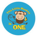 Little Monkey 1st Birthday Boy Sticker