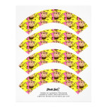 Little Monkey 1st Birthday Girl Cupcake Wrappers Letterhead Design