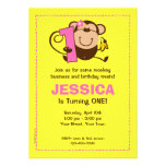 Little Monkey 1st Birthday Girl Custom Invitations