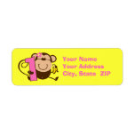 Little Monkey 1st Birthday Girl Custom Label